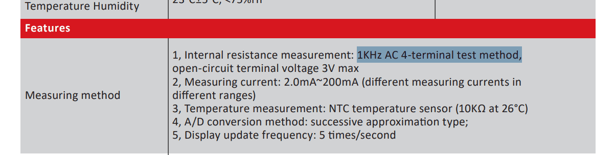 control type to measure DCIR