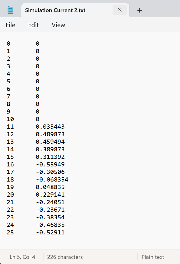 simulation profile text file